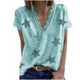 thumbnail image 1 of Samickarr Plus Size Summer Tops For Women Tops Dressy Casual Tunic Tops To Wear With Leggings Women's Summer V-neck Casual Comfortable Star Print Sexy Lace Atmosphere Feeling Lace T-shirt, 1 of 5
