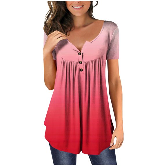 Samickarr Plus Size Summer Tops For Women Tops Dressy Casual Tunic Tops To Wear With Leggings Womens Casual Tops V- Neck Hide Belly Short Sleeve T-Shirts Cute Flowy Tunic Blouses