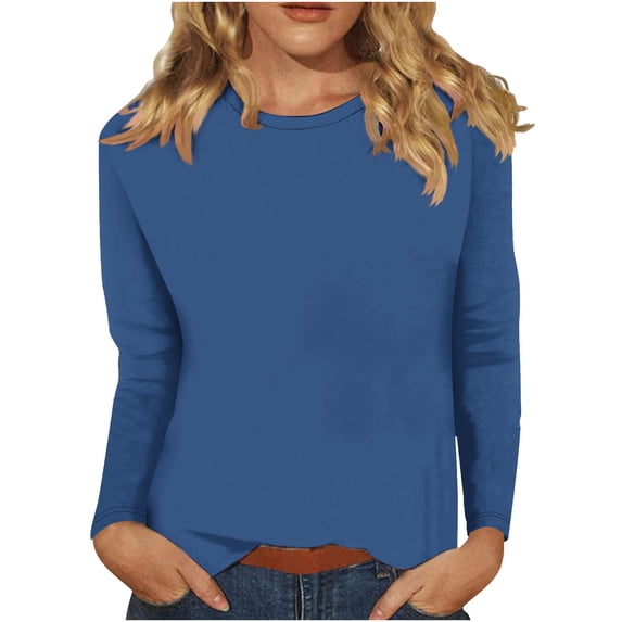 Gnshining Plus Size Sweatshirts for Women Loose Crew Neck Tunic Pullovers Fall Trendy Long Sleeve Solid Color Tops