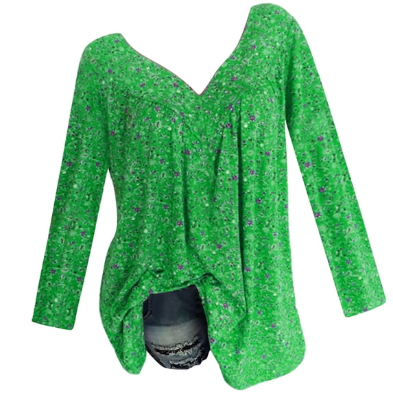 Samickarr Plus Size Tunic Tops For Women To Wear With Leggings Loose Fit Dressy Long Sleeve V Neck Pullover Sweatshirt Printed Pullover Blouse Fall Tops