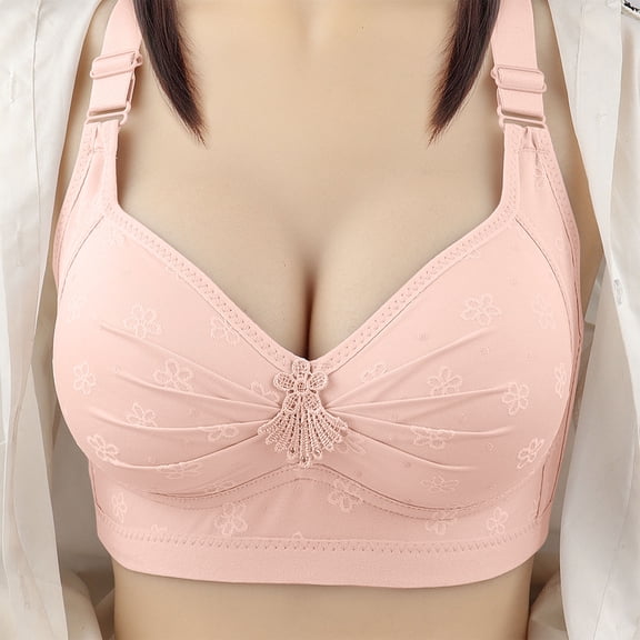 Samickarr Plus Size Wireless Bras for Women Full Coverage Gathered Up Ruched Thin Breathable Wirefree Bralettes Adjusatable Shoulder Strap Beauty Back Daily Minimizer Bras