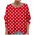 thumbnail image 1 of Samickarr Polka Dot Sweatshirt for Women Long Sleeve Crew Neck Casual Shirt Oversized Fall Fashion Loose Pullover, 1 of 5