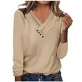 thumbnail image 1 of Samickarr Pullover Tunic Tops For Women Loose Fit Dressy Fall Long Sleeve Tunic Tops For Leggings V Neck Button Casual Blouse Sweatshirt, 1 of 5
