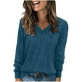 thumbnail image 1 of Gnshining Ribbed Knit Sweatershirts for Women Casual V Neck Solid Color Tops Fall Long Sleeve Pullovers Tunic, 1 of 7