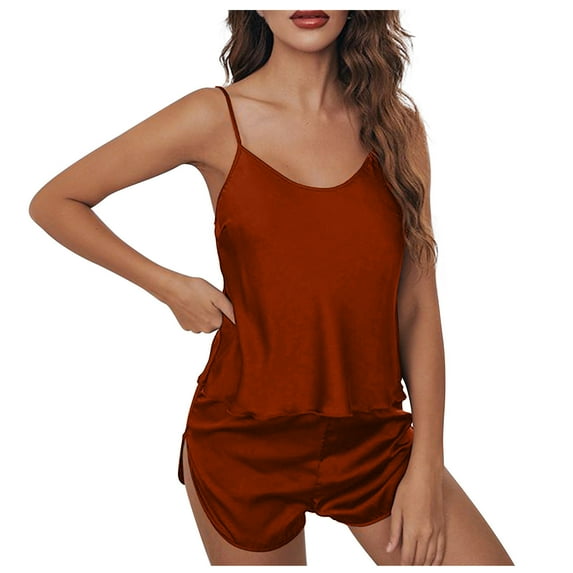 Samickarr Satin Silk Nightdress For Women Sexy Round Neck Sleeveless Nightgown Lace Chemise Nightdress Slip Dress Sleepwear Pajamas Lingerie With Chest Pads