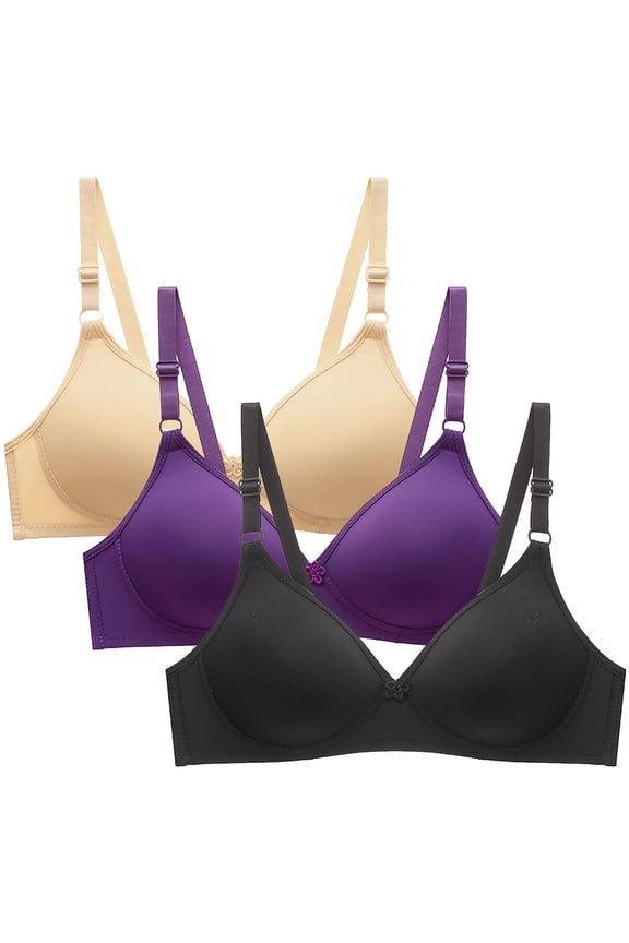 Seamless Bra For Womens Cloud Super Soft Wireless Lightly Lined Comfort Bra Everyday Bra No Underwire T-Shirt Bra Push-Up Bra Underwear One-Piece Bra Everyday Small Cup Underwear(3pcs)