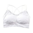 thumbnail image 1 of Npasoilc Seamless Stretchy Sports Bras for Women Lace Patchwork Back Cross Spaghetti Strap Padding Underwear Thin Breathbale Yoga Lingerie Casual Soft Tank Bras, 1 of 3