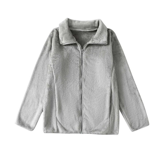 Gnshining Sherpa Jackets for Women Trendy Zip Up Long Sleeve Winter Fall Casual Coat Warm Fleece Fuzzy Comfy Solid Color Tops
