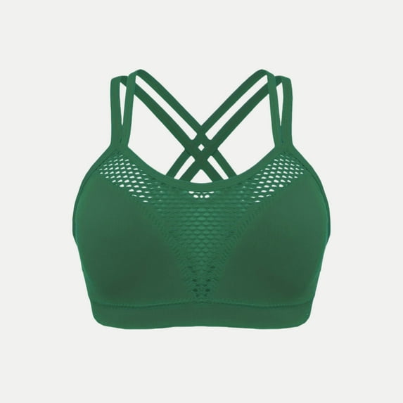 Samickarr Sports Bra for Women Mesh Front Criss Cross Back Underwear Breathable Seamless Solid Color Full Coverage Brassiere
