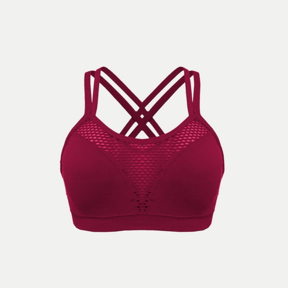 Samickarr Sports Bra for Women Mesh Front Criss Cross Back Underwear Breathable Seamless Solid Color Full Coverage Brassiere