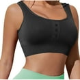 thumbnail image 1 of Npasoilc Sports Bras for Women Front Button Decorated Seamless Wide Shoulder Strap Gathered Up Underwear Stretchy Breathable Running Athletic Lingerie Casual Beauty Back Yoga Bras, 1 of 5