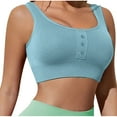 thumbnail image 1 of Npasoilc Sports Bras for Women Front Button Decorated Seamless Wide Shoulder Strap Gathered Up Underwear Stretchy Breathable Running Athletic Lingerie Casual Beauty Back Yoga Bras, 1 of 5