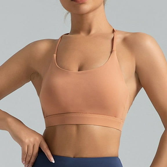 Samickarr Sports Bras for Women Wireless Seamless Anti-Slip Yoga Gym Workout Fitness Thin Breathable Bralettes Solid Color Halter-Neck Tank Top Underwear