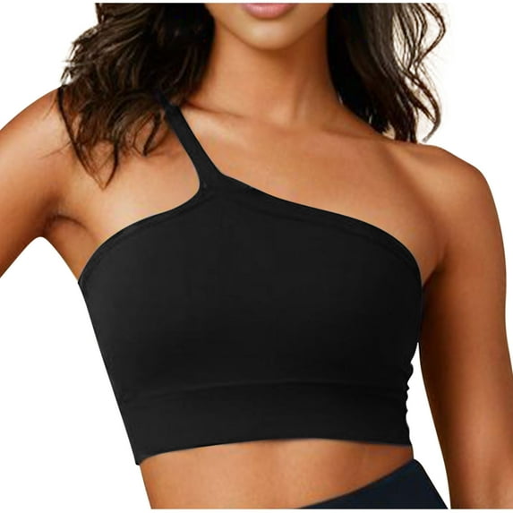 Samickarr Sports Bras for Women Seamless One-Shoulder Inclined Strap Gathered Up Underwear Stretchy Breathable Beauty Back Lingerie Casual Yoga Bras