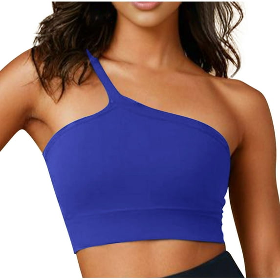 Samickarr Sports Bras for Women Seamless One-Shoulder Inclined Strap Gathered Up Underwear Stretchy Breathable Beauty Back Lingerie Casual Yoga Bras