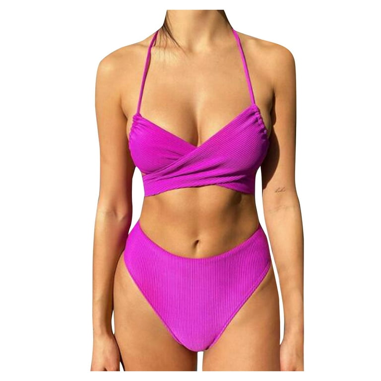 Samickarr Summer Savings Clearance Bikini Sets For Women 2 Piece Women'S  Sexy Show Solid V-Neck Adjustable 3-Way Swimsuit Bikini 