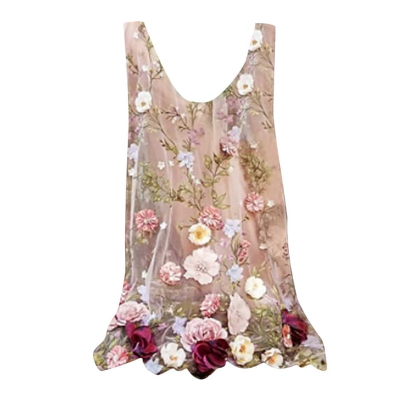 Samickarr Summer Savings Clearance Plus Size Summer Tops For Women Tops Dressy Casual Women's Comfortable Round Neck Sleeveless Vest Chiffon Printing Top Blouse Workout Tops For Women