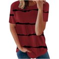 thumbnail image 1 of Samickarr Summer Savings Clearance Plus Size Summer Tops For Women Tops Dressy Casual Tunic Tops To Wear With Leggings Women's Comfortable Casual Round Neck Short Sleeve Print Top Blouse, 1 of 5