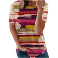 thumbnail image 1 of Samickarr Summer Savings Clearance Plus Size Summer Tops For Women Tops Dressy Casual Tunic Tops To Wear With Leggings Women's Comfortable Casual Round Neck Short Sleeve Print Top Blouse, 1 of 5