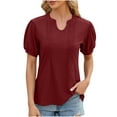 thumbnail image 1 of Samickarr Summer Tops For Women Eyelet Embroidery Short Sleeve Shirts Women's Fashion Solid V Neck Short Sleeves Casual T-Shirt Top, 1 of 3