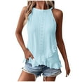 thumbnail image 1 of Samickarr Summer Women Solid Color RoundNeck Pocket Sleeveless Casual Tee Tops Tank, 1 of 9