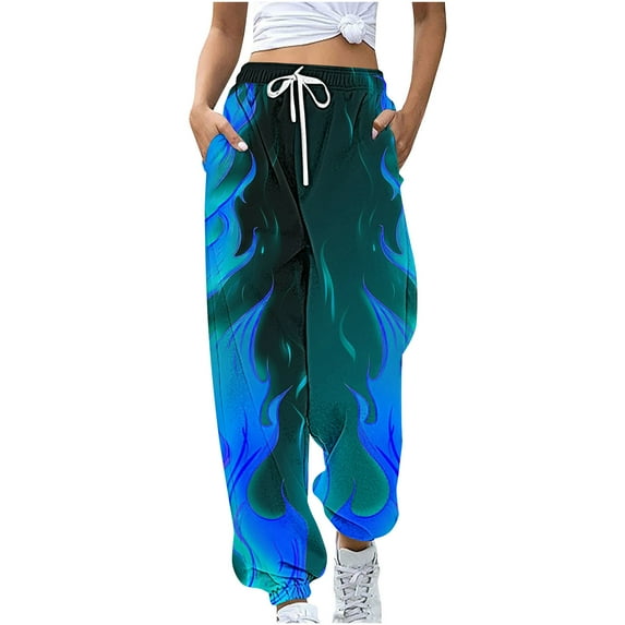 Samickarr Sweatpants for Women Fall Trendy Drawstring Elastic High Waist Cinch Bottom Baggy Jogger Pants Comfy Bottom Printed Casual Athletic Trousers
