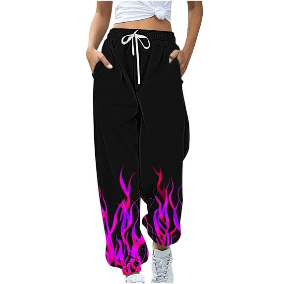 Samickarr Sweatpants for Women Fall Trendy Drawstring Elastic High Waist Cinch Bottom Baggy Jogger Pants Comfy Bottom Printed Casual Athletic Trousers