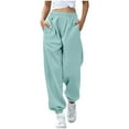 thumbnail image 1 of Samickarr Sweatpants for Women Fall Trendy Elastic High Waist Wide Leg Cinch Bottom Casual Baggy Athletic Jogger Pants Solid Color Loose Lounge Trousers, 1 of 6