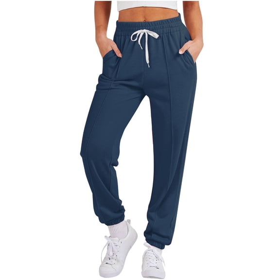 Samickarr Sweatpants for Women Drawstring Elastic High Waist Cinch Bottom Baggy Jogger Pants Lightweight Comfy Solid Color Casual Athletic Trousers