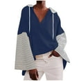 thumbnail image 1 of Samickarr Sweatshirt for Women Trendy Oversized Long Sleeve V-Neck Pullover Fall Outfits Tops Color Block Causal Loose Hoodies Shirt, 1 of 3