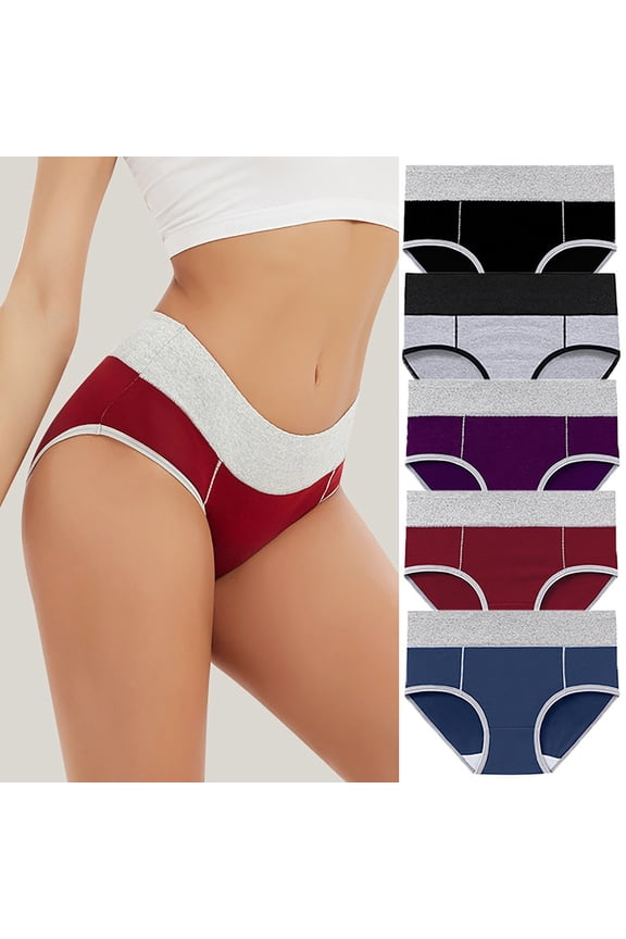 Underwear for Women Cotton High Waist Panties Full Coverage Briefs Soft Strech Ladies Breathable Panties 5 Pack
