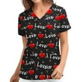 thumbnail image 1 of Samickarr Valentine's Day Printed Scrub Shirts For Women With Pockets Short Sleeve Nurse Uniform Scrubs Tops V Neck Working Uniform Protective Tops, 1 of 5