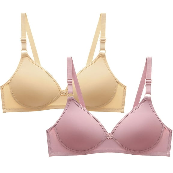 Samickarr Wireless Full Coverage Bra For Women Small Cup Two-row Breathable Causual Wire Free Daily-Comfort With Soft Support Underwear