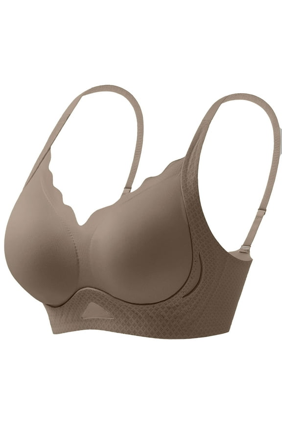 Wireless Minimizer Bras for Women Full Coverage Lifting Gathered Up Lingerie Seamless Soft Beauty Back Minimizer Bras Breathable Adjustable Shoulder Strap Daily Bralettes