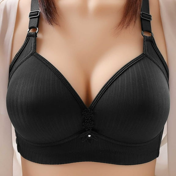Samickarr Wireless Support Bras for Women Full Coverage Gathered Push Up Lingerie Minimizer Bras Thin Breathable Adjustable Beauty Back Daily Underwear Bralettes