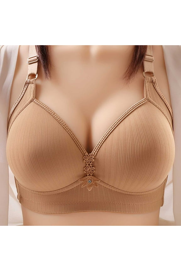 Wireless Support Bras for Women Full Coverage Gathered Push Up Lingerie Minimizer Bras Thin Breathable Adjustable Beauty Back Daily Underwear Bralettes