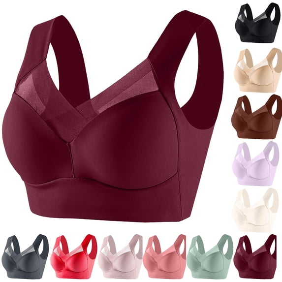 gakvbuo Wireless Support Bras For Women Full Coverage Plus Size Bras Post-Surgery Bra Strapless Lace Underwear Wirefree Bralette Bra Yoga Sports Bra