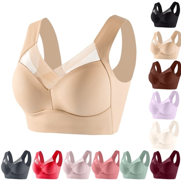 gakvbuo Wireless Support Bras For Women Full Coverage Plus Size Bras Post-Surgery Bra Strapless Lace Underwear Wirefree Bralette Bra Yoga Sports Bra