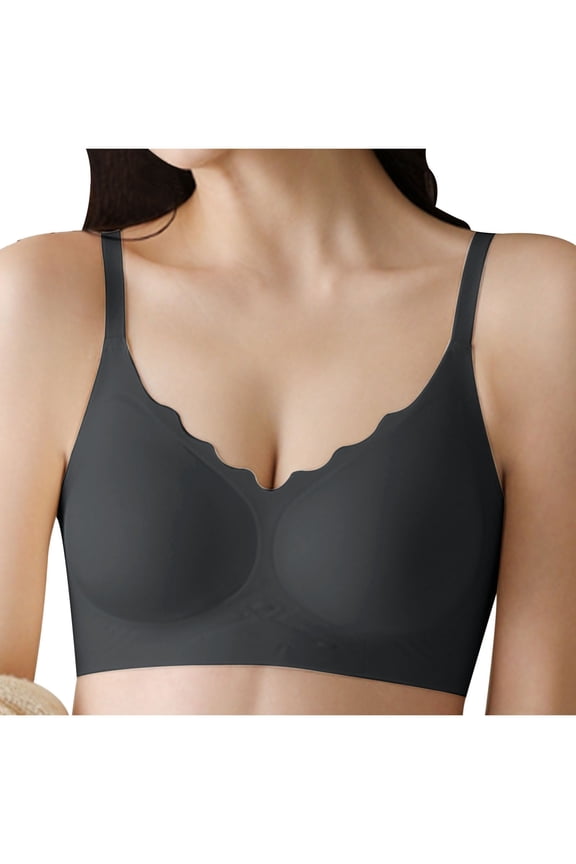 Npasoilc Wireless Support Bras for Women Ice-Silk Full Coverage Lifting Gathered Up Lingerie Soft Breathable Bras Fixed Cup Seamless Daily Underwear Bralettes