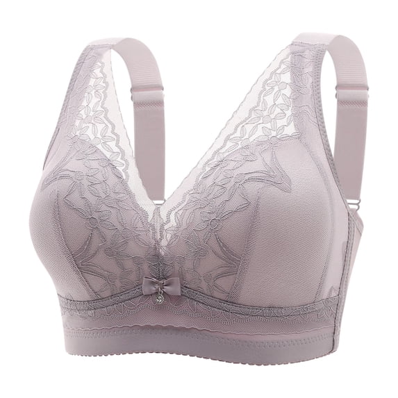 Samickarr Wireless Support Bras for Women Sexy Full Coverage Gathered Up Plus Size Lingerie Wirefree Jaquard Lace Minimizer Bralettes Adjustable Shoulder Strap Beauty Back Daily Underwear Bras