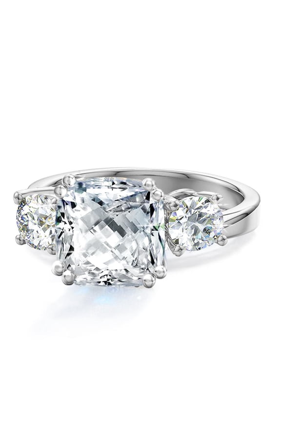 Meghan Markle Engagement Rings Inspired by Royal Wedding: 3.67ctw 3 Stone Cubic Zirconia & Simulated Gemstone Promise Ring: 18K Yellow Gold, 18K Rose Gold & Rhodium Plating, Size 5-10