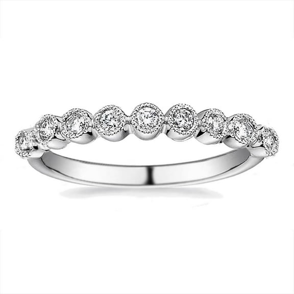Samie Collection Modern Vintage Milgrain Round CZ Eternity Stacking Wedding Band Ring