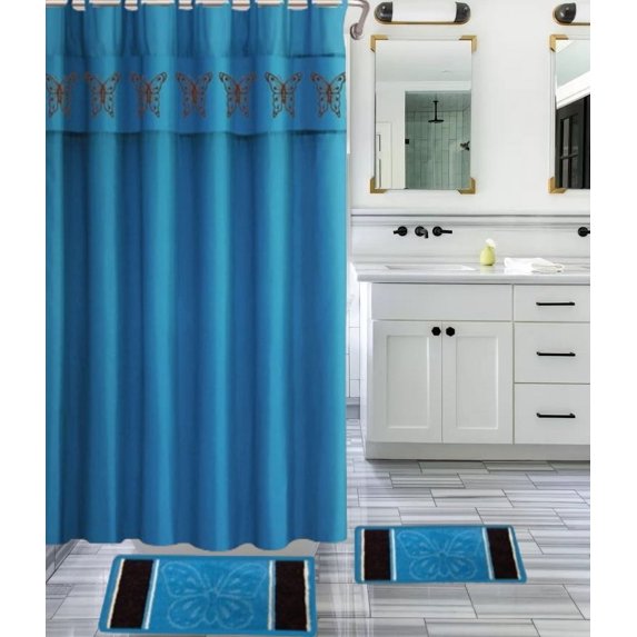Samimport-2011 Blue Modern Butterfly Design Shower Curtain, 72" x 72" Machine Washable 15 Count
