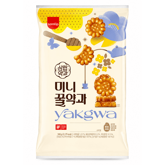 Samlip Mini Yakgwa Korean Honey Cookies, Individually Wrapped Traditional Korean Dessert Snack, Large 17.64 oz / 500g Value Pack