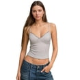 thumbnail image 1 of Samlisa Spaghetti Strap Cropped Camisole Tops for Women Polka Dots Printed Tank Tops Summer Sleeveless V Neck Slim Fit Cami Tops Tshirts White S, 1 of 5