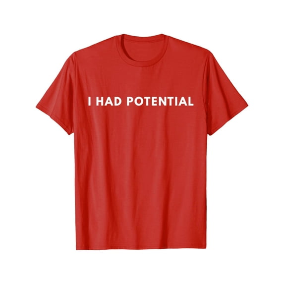 Samlisa Womens Plus Size Graphic Tees Summer Loose Fit Short Sleeve I Had Potential Letter Printed T Shirts Causal Crew Neck Going out Tops 0709S*Red XL