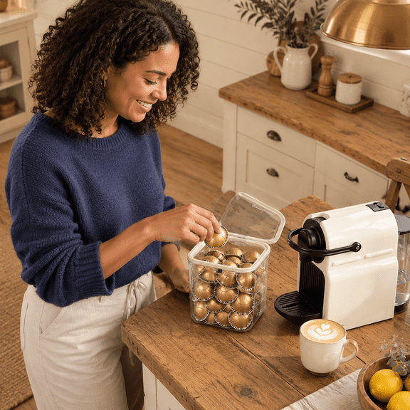 Samll-Cube Clear Plastic Coffee Pod Holder Organizer Box With Lid