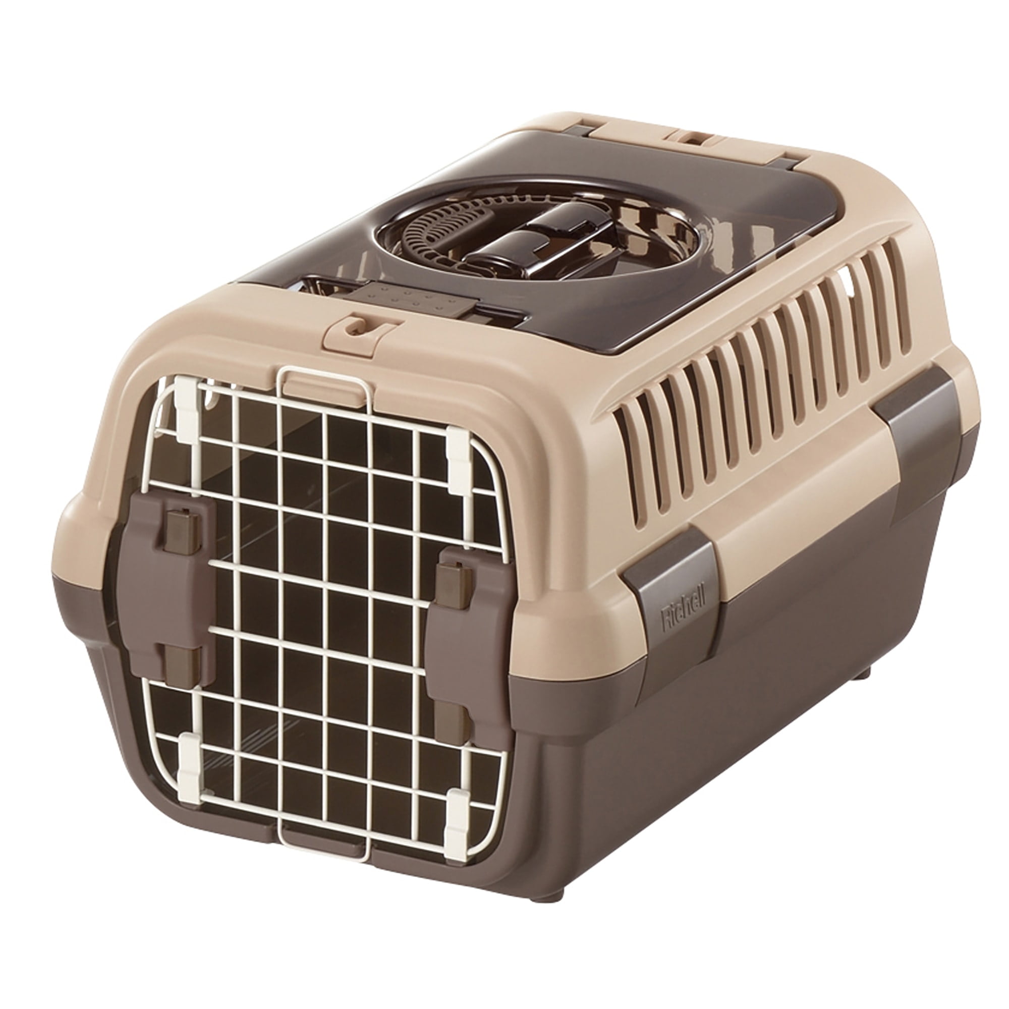 Small Brown Double Door Pet Carrier with Clear Top