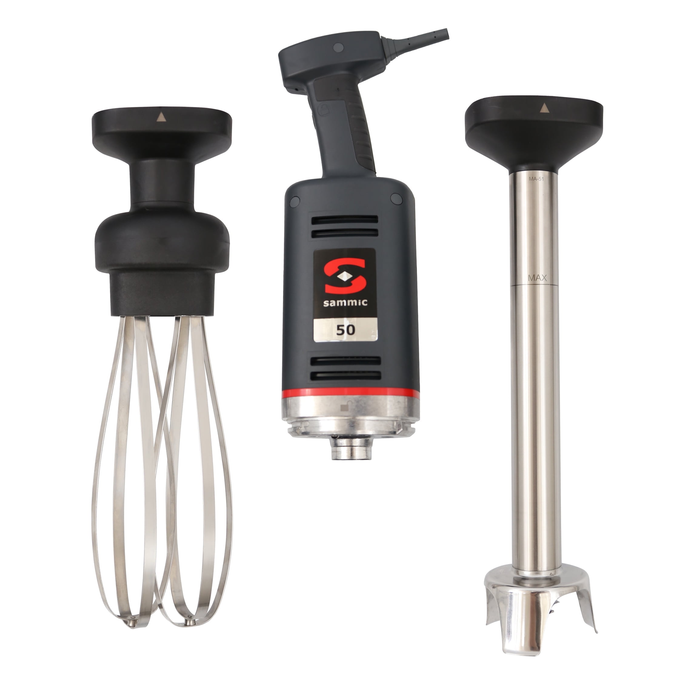 Sammic MB-51 (3030831) Hand Mixer and Immersion Blender Combo, 570W Variable Speed, 425mm Detachable Arm, 80L Immersion Capacity, 30L Whisk Capacity for up to 80 Egg Whites, Professional Use