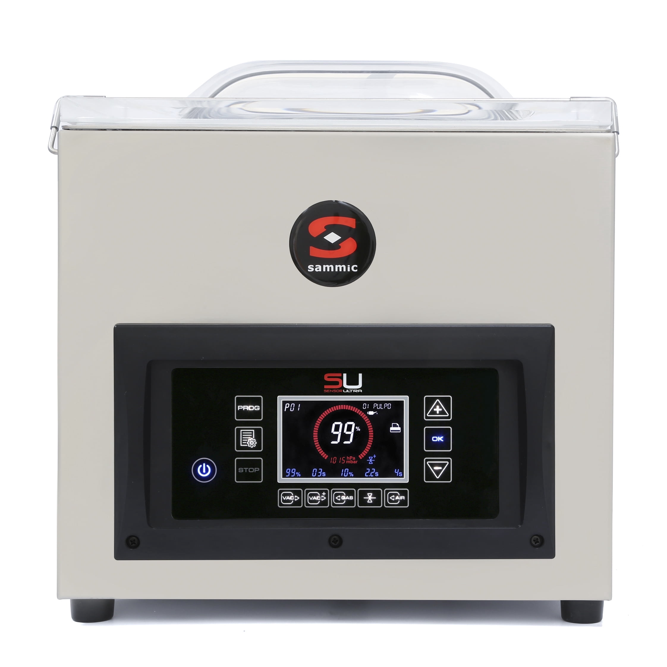 Sammic SU-310P Vacuum Packing Machine, 13" Seal Bar, Countertop Chamber Sealer with Bluetooth, Double Seal System, Busch Sensor-Controlled Pump, LCD Display, Compact Stainless Steel Build